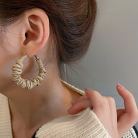 statement Vintage Pu Leather Big Hoop Earrings