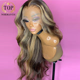 Brazilian Remy Human Hair Wig with Pre Plucked Hairline Highlight Color Body Wave 13x6 Lace Front Wigs