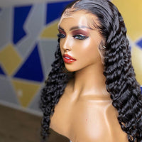 ****sale  250 Density HD Transparent 13x4 Deep Wave Lace Frontal Wig 30 Inch Brazilian Deep Curly Lace Front Human Hair Wigs