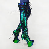Over Knee High Boots Party Glitter Round Toe Boots Thigh High Shoes Woman 11+