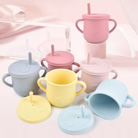 4/6/8 PCS Baby Soft Silicone feeder bowls spoon cup utensils bby