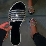 Casual Flat Ladies Slippers Crystal Shoes Sandals