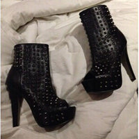 Peep Toe Metal Rivets Studs Boots