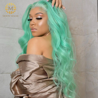 613 Lace Frontal Wig Green Colored Human Hair Wigs Transparent Lace Body Wave Wig Natural Hair Brazilian Human Hair Wig Sale - Divine Diva Beauty
