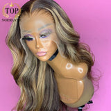 Brazilian Remy Human Hair Wig with Pre Plucked Hairline Highlight Color Body Wave 13x6 Lace Front Wigs