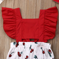 Cute Newborn Baby Girl Clothes Ruffle Backless Cherry outfit bby