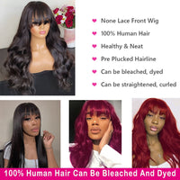 Long Human Hair Wigs With Bangs Brazilian Body Wave Wig Full Machine Made Wig With Bang Brazilian Remy Human Hair