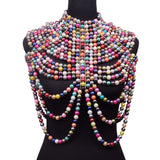 Pearl Body Chain Bra Adjustable Size Shawl Necklaces Collar Shoulder Fashion Tops Chain Necklaces Body Jewelry