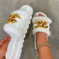 Open Toe Solid Color Sandals Metal Chain Outdoor Shoes