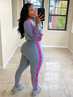 Ribbed Knitted White Pink 2 Two Piece Set Women Outfits Bodycon Long Sleeve Crop Top Leggings Women Tracksuit Matching Set