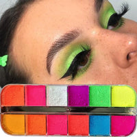 12 Colors Eyeshadow Palette  Matte Neon Fluorescent Pigment Metallic Makeup Palette Glitter Eyeshadow Palette Art Powder