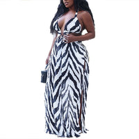 Plus size avail backless zebra print maxi dress