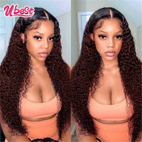 Ombre Brown 180% 13x4 Lace Frontal Wig Brazilian Colored Human Hair Wigs 1B/99 Loose Deep Wave Lace Front Wig