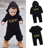 Baby Boy Romper King Letter Long Sleeve Hooded Tracksuit Outfits bby