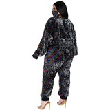 Plus Size avail Two Piece Set Sequin joggers Tracksuit