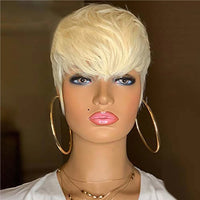 Synthetic Hair Short Straight Blonde Pixie  Haircut  Wig
