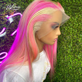 Mix Pink Highlight Wig Human Hair Blonde Piano Color Lace Front Human Hair Wigs 613 hd Lace Frontal Wig - Divine Diva Beauty