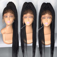 box braid synthetic lace front wig Black Hair Heat Resistant Cornrow Braided Lace Wig With Baby Hair