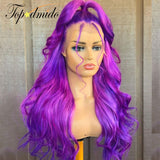 highlight Purple Color 13x4 Transparent Lace Wigs with Baby Hair Brazilian Human Remy Hair Closure Wig Glueless 4x4 Lace Wigs