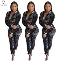 Sequined Women Of Quality Set High-end Casual Young Overalls Full Sleeve Cloth +Long Pants Women 2 Piece Set