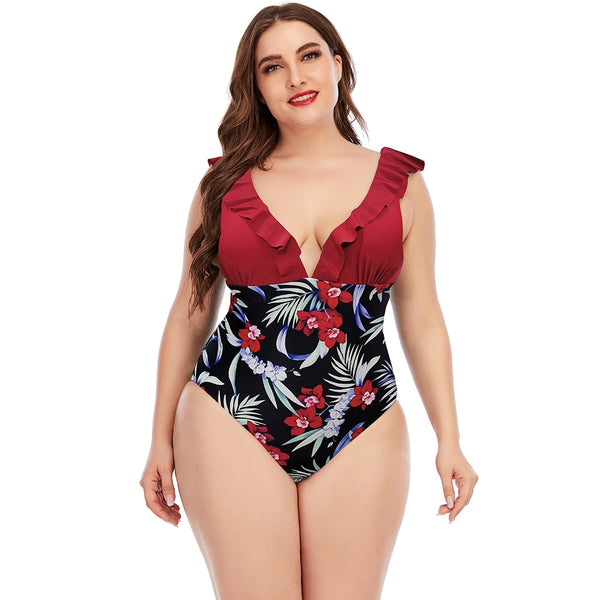 One Piece Swimsuit Flattening One Piece Printing plus size avail
