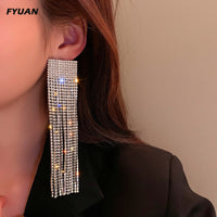 Classic Rectangle Long Tassel Drop Earrings Jewelry