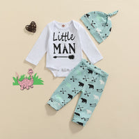 3pc Infant Newborn Baby Boy Clothes Long Sleeve Print outfit bby