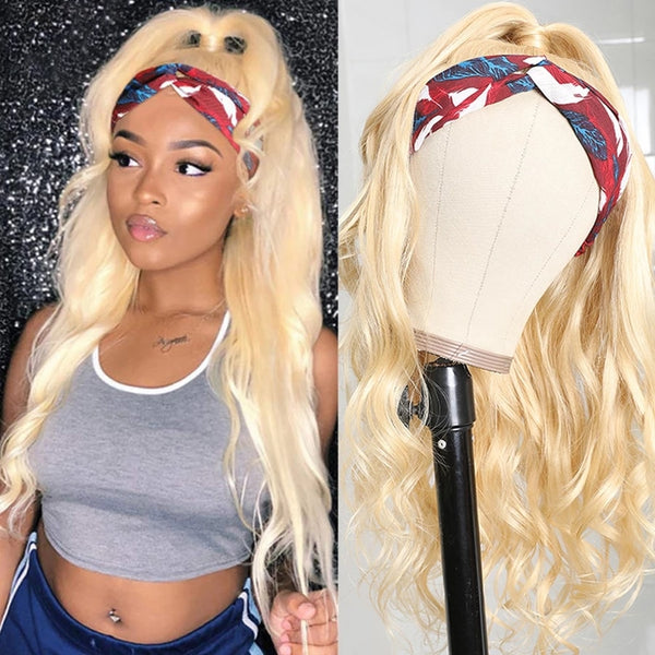 613 Water Wave Headband Wig Human Hair Wigs Blonde Headband Wig Curly Water Wave Human Hair Brazilian Scarf Wigs