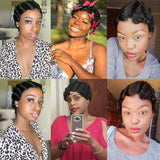 Brazilian Body Wave Short Bob Pixie Cut Wig 13x1 Transparent T Part Lace Human Hair Wigs  Preplucked - Divine Diva Beauty