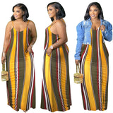 Plus Size Sling Backless sleeveless Loose print sexy dress