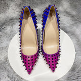 rivet pointed gradient high heel pump shoes 11+