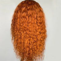 Giner Orange Synthetic Lace Front Wig Long Curly High Temperature Fiber  With Middle Part Baby Hair