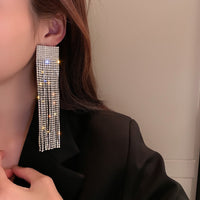 Classic Rectangle Long Tassel Drop Earrings Jewelry