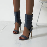 PU Leather Stiletto Women Sandal Summer High Heels 11+