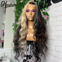 Ombre Body Wave Lace Front Wig Platinum Lace Front Human Hair Wigs For Women 613 Colored HD Lace Frontal Wig Loose Deep Wave Wig