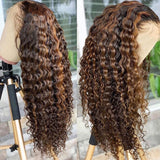 Brazilian Curly Highlight Wig 13x4 Lace Frontal Human Hair Wigs Deep Wave Lace Front Wig Ombre 4x4 Lace Closure Wigs