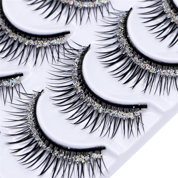 5 pairs Stage catwalk eyelash color Glitter sequins performance Bushy of fake eyelashes false lashes eye lash makeup