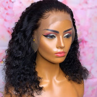 Jerry Curly Short Bob Wigs 13x1 Lace Front Human Hair Wigs 4x4 Lace Closure Wig Transparent 13*1 T Part Lace Wig