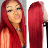 Silky Straight Lace Front Wig Synthetic Wigs Heat Resistant Long Lace Wig with Baby Hair Brown Red Lace Wig