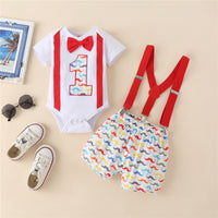 First Birthday Outfits Numbers 1 Necktie Baby Overalls bby