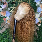 Honey Blonde highlight 27 Color Kinky Curly 13x6 Lace Front Wigs  Human Hair 30 32 Inch Transparent Lace Frontal Wig 180 Density