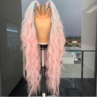 Ombre Pink hd Lace Frontal Wig Pre Plucked Loose Deep Wave Wig Pastel Purple Blue Highlight Wig Human Hair - Divine Diva Beauty