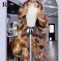 Highlight Ombre Color Body Wave Lace Front Human Hair Wigs Brazilian Remy Hair Lace Wigs Middle Part Pre-Plucked