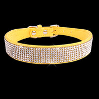 pet Crystal Dog Collars PU Leather