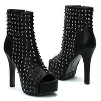 Peep Toe Metal Rivets Studs Boots