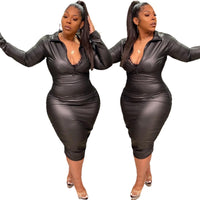 Plus Size avail Zipper Sexy Black Dress