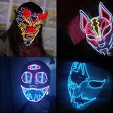 Cosplay Halloween Party Mask Luminous Light up Led Mask EL Wire Neon Glowing Anime Mask Masque Masquerade Masks Horror Mask