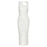 See Through Mesh Patchwork Maxi Dress O Neck Sleeveless Bodycon