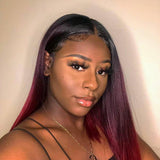 Burgundy 99j Lace Front Wig Short Ombre Colored Straight Bob Wig 13x4 Lace Frontal Human Hair Wigs Pre Plucked180 DENSITY