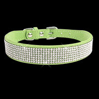 pet Crystal Dog Collars PU Leather